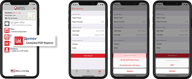 Per Diem Plus - Send reporting directly to your accountant from your mobile device